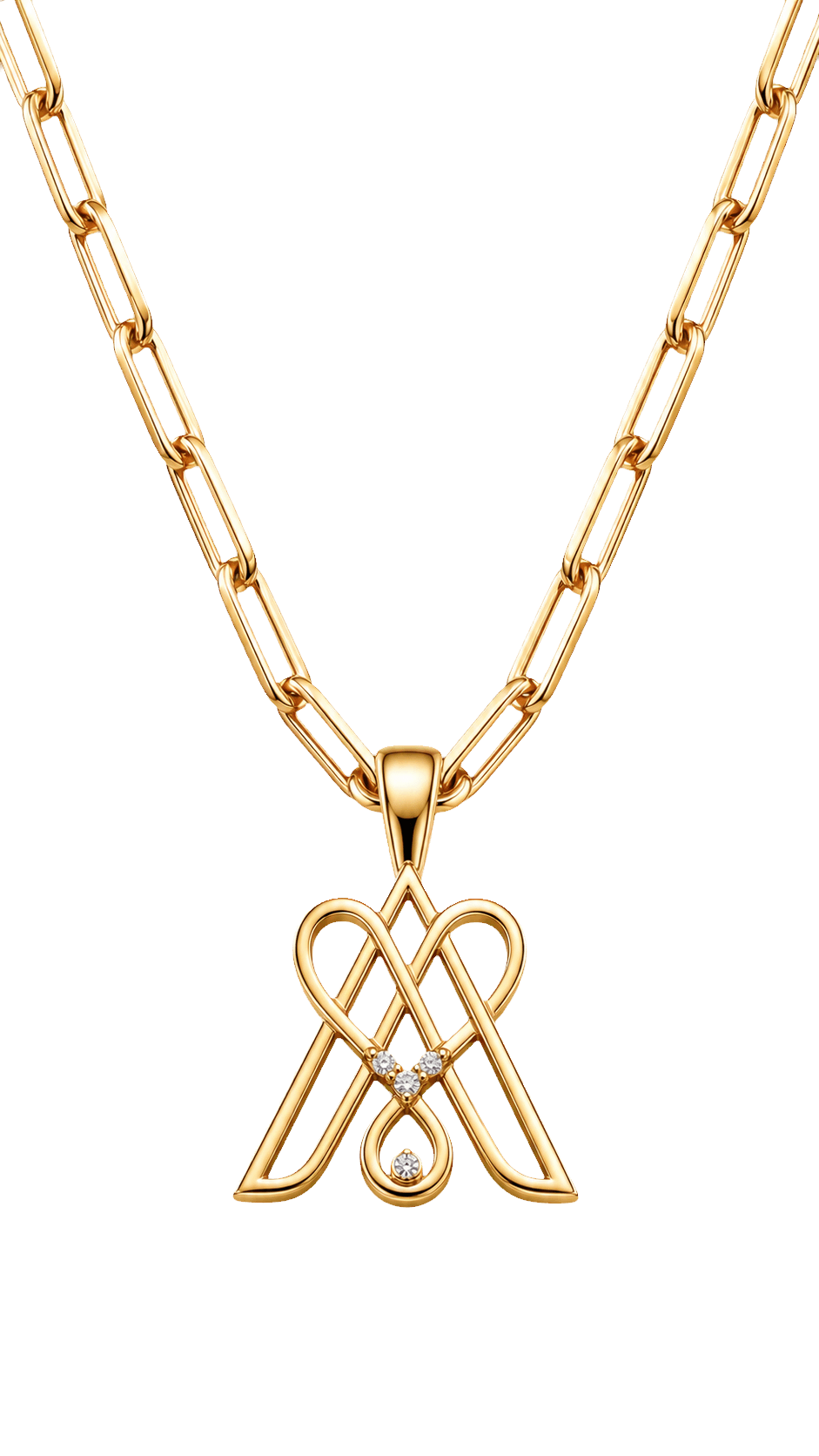 18K gold Anand Jewellers monogram pendant necklace